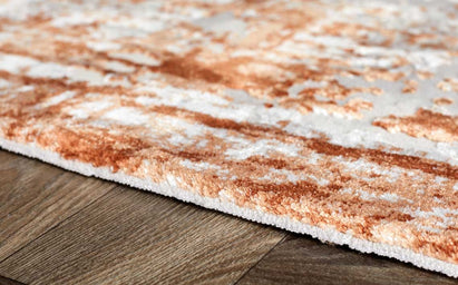 Distressed Border Medium Easy Living Textured Rug Rust