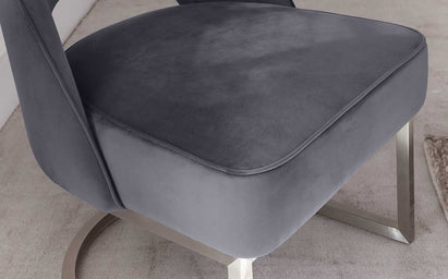 Clover Cantilever Dark Grey Velvet Accent Chair