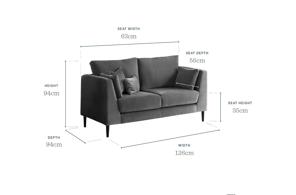 Elsie II Navy Blue Velvet 2 Seater Sofa