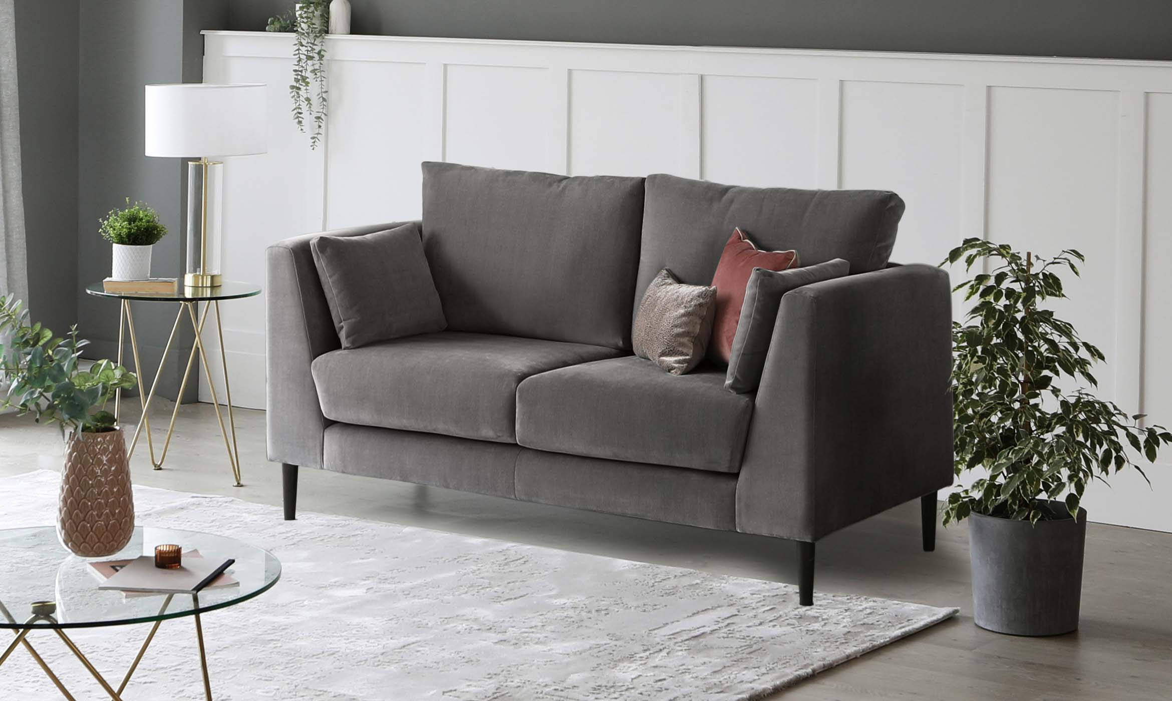 Elsie II Mid Grey Fabric 3 Seater Sofa