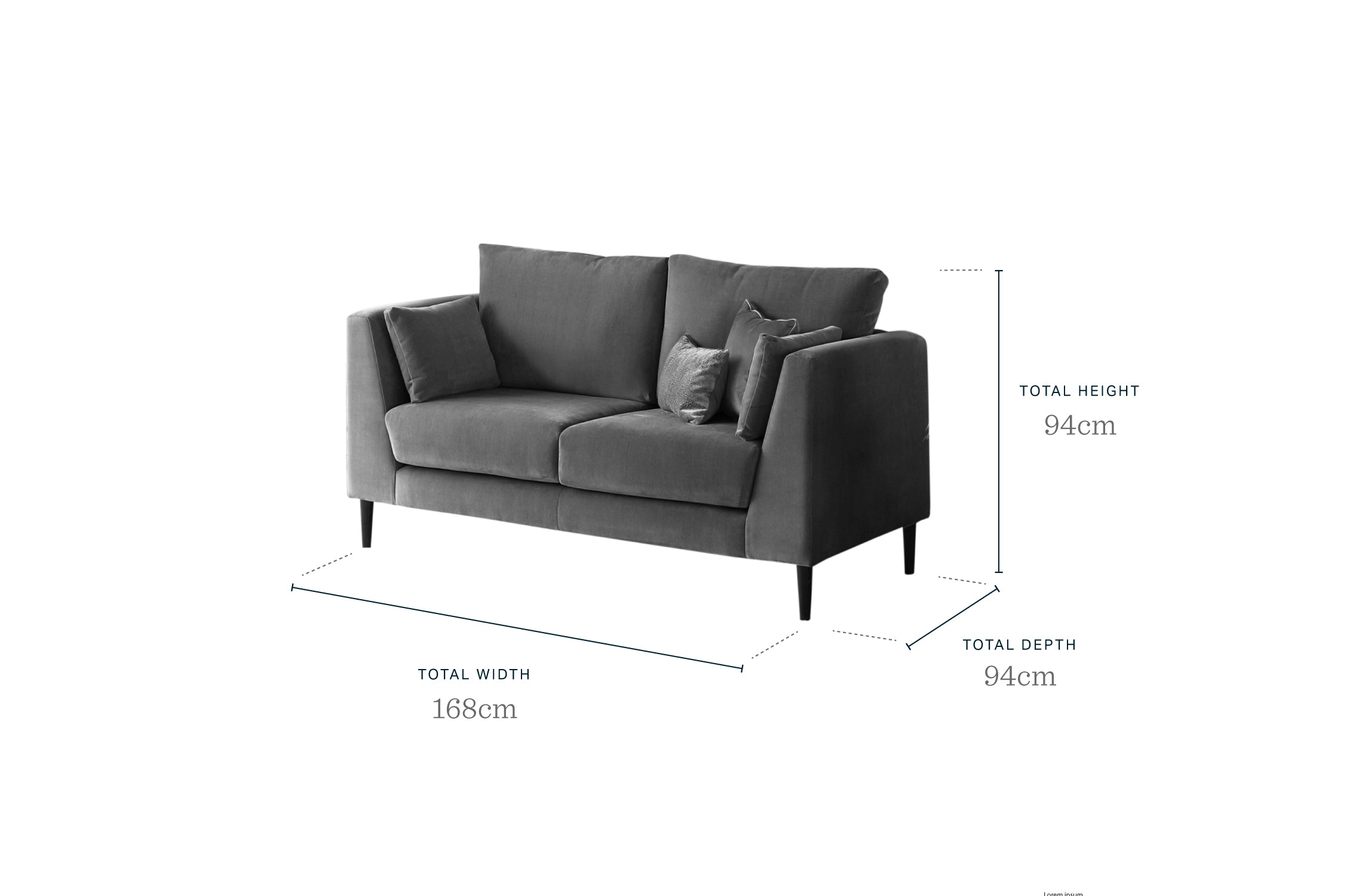 Elsie II Mid Grey Fabric 2 Seater Sofa