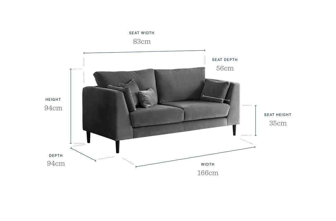 Elsie II Champagne Velvet 3 Seater Sofa