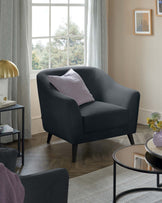 erin armchair cosy velvet dark grey