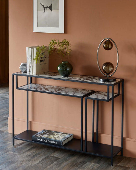 Finley white calacatta ceramic console table