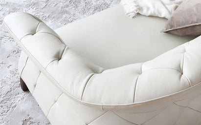 Luxe White Leather Large Sofa and Armchair