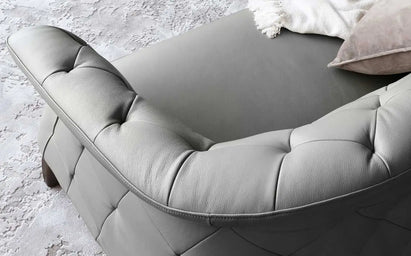 Luxe Light Grey Leather Large Sofa and Armchair