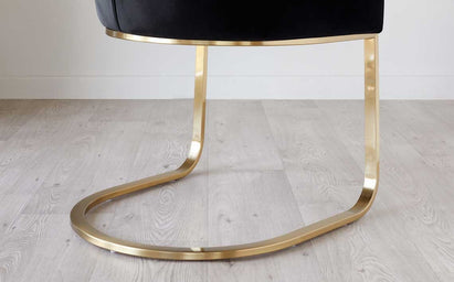 Form Black Velvet & Brass Cantilever Dining Armchair (Sold in pairs)