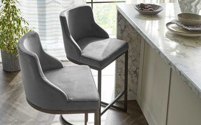 Form Dark Grey Velvet Barstool With Black Frame(Sold in pairs)