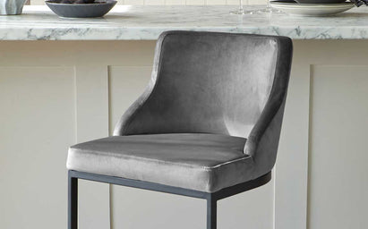 Form Dark Grey Velvet Barstool With Black Frame(Sold in pairs)