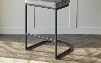 Form Dark Grey Velvet Barstool With Black Frame(Sold in pairs)