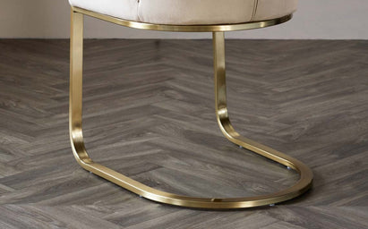 Form Brushed Brass Dining Chair in Champagne Velvet (Sold in pairs)