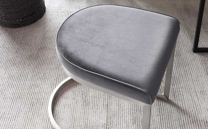 Form Dark Grey Velvet And Stainless Steel Stool