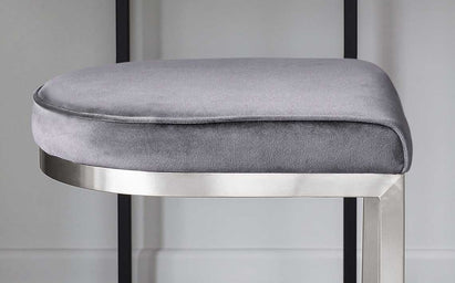 Form Dark Grey Velvet And Stainless Steel Stool