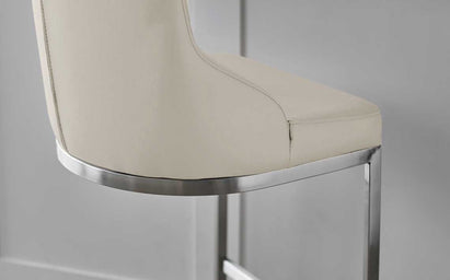 Form Light Grey Faux Leather Stainless Steel Bar Stool With Backrest (Sold in pairs)