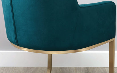 Form Dark Teal Velvet And Brass Cantilever Dining Armchair (Sold in pairs)