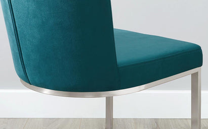 Form Dark Teal Velvet And Brushed Steel Dining Chair (Sold in pairs)