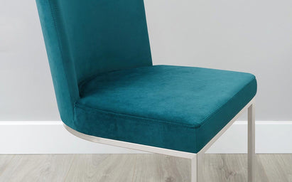 Form Dark Teal Velvet And Brushed Steel Dining Chair (Sold in pairs)