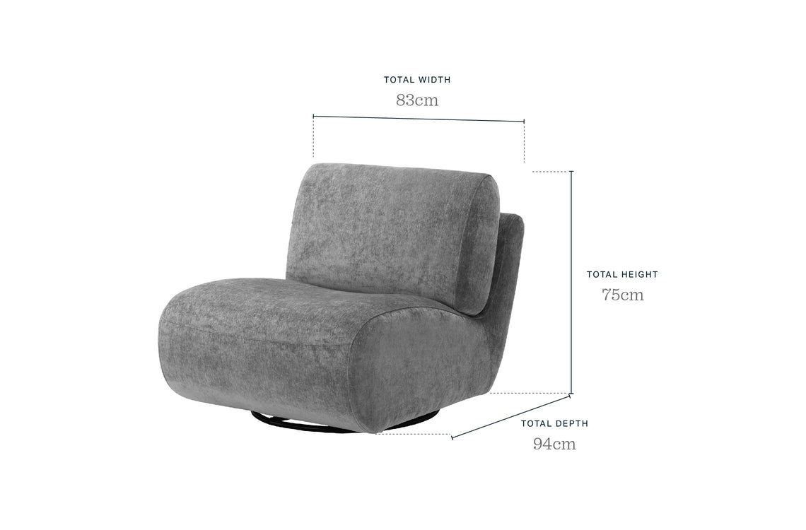 Frances blue grey fabric swivel accent chair