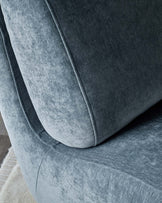 Frances blue grey fabric swivel accent chair