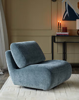 Frances blue grey fabric swivel accent chair