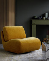 Frances ochre fabric swivel accent chair