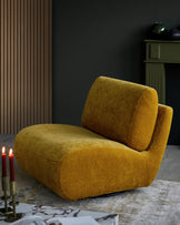 Frances ochre fabric swivel accent chair