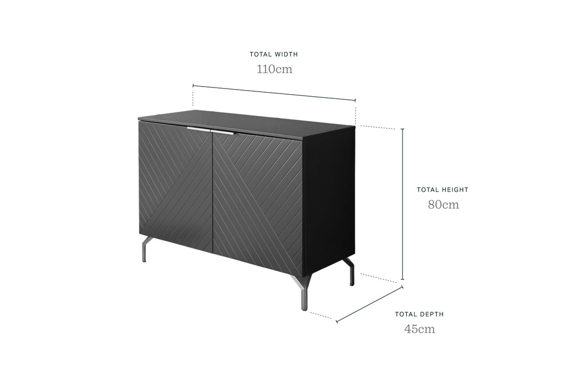 Geo Matt White And Stainless Steel Textured Sideboard