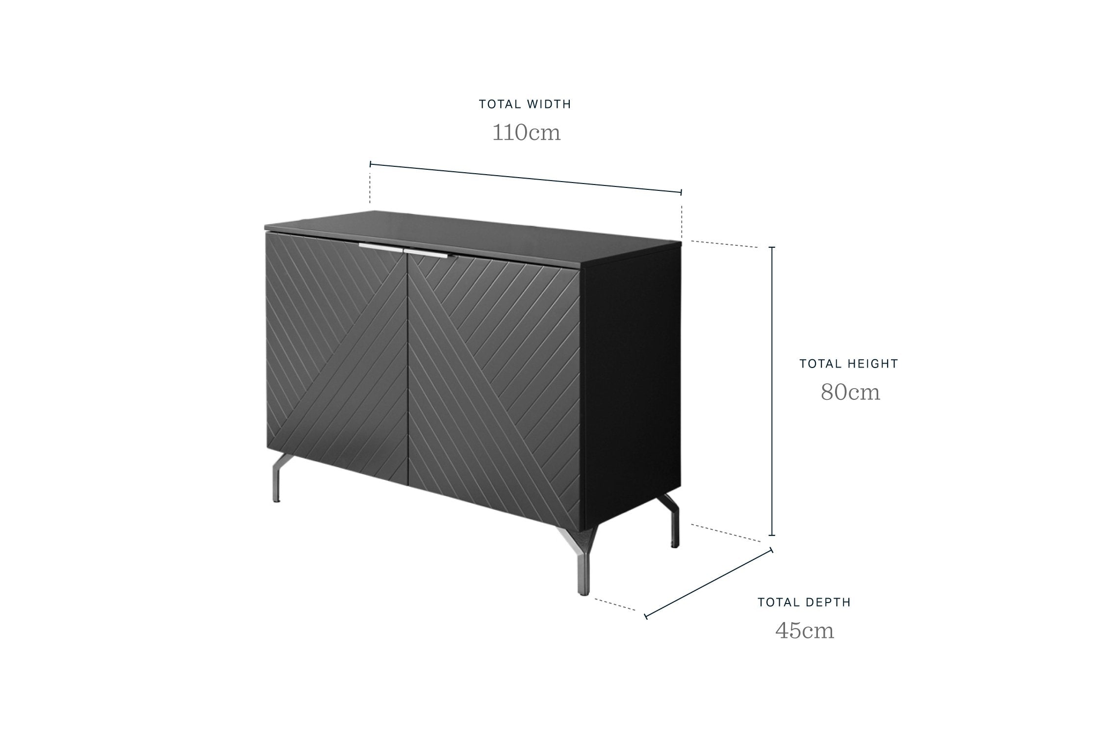 Geo Matt White And Stainless Steel Textured Sideboard