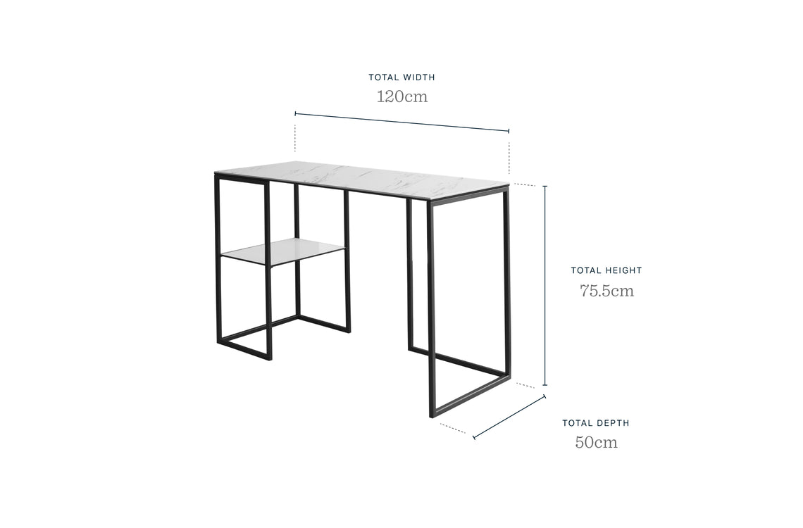 Georgia White Marbled Ceramic Desk