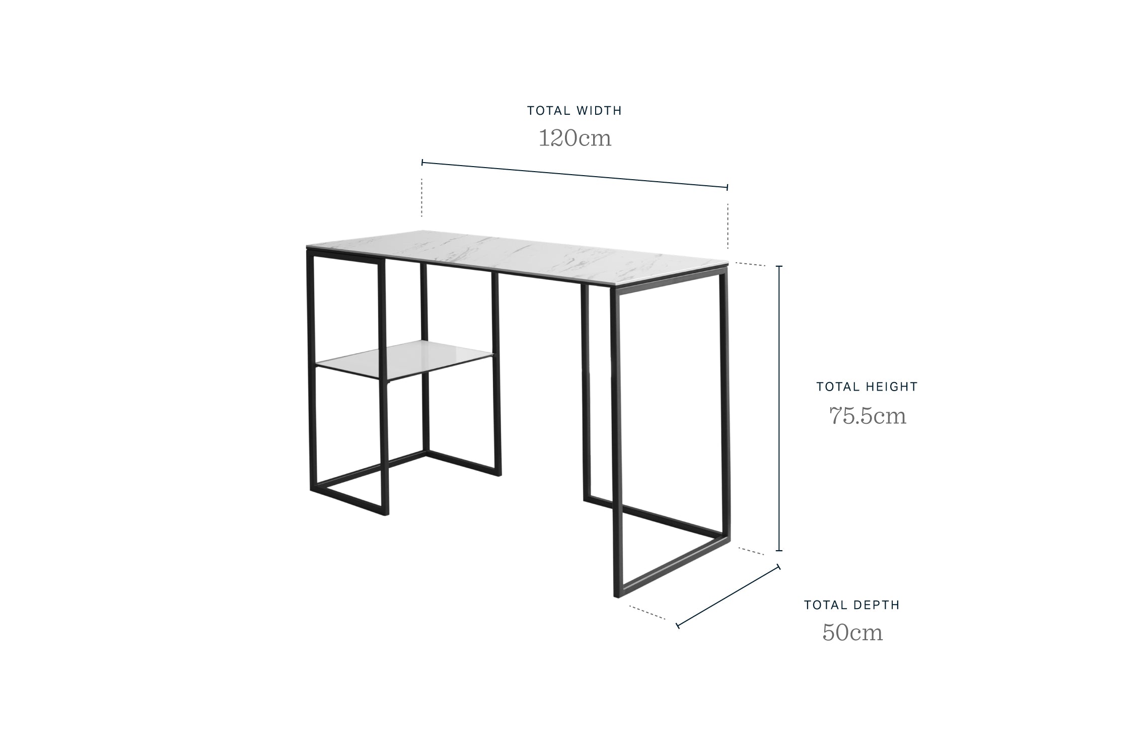 Georgia White Marbled Ceramic Desk