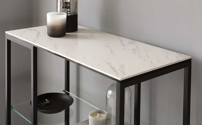 Georgia White Marbled Ceramic Small Console