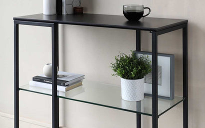 Georgia Black Marbled Ceramic Small Console Table