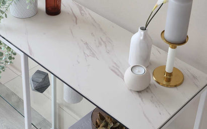 Georgia White Marbled Ceramic Small Console Table