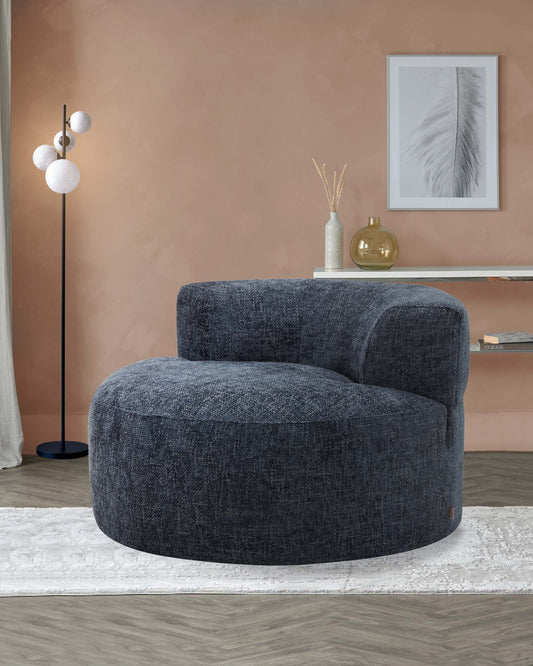 Gianna dark blue weave swivel armchair