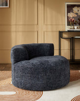 Gianna dark blue weave swivel armchair