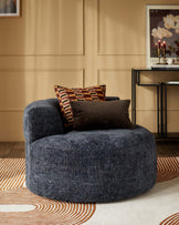 Gianna dark blue weave swivel armchair