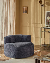 Gianna dark blue weave swivel armchair