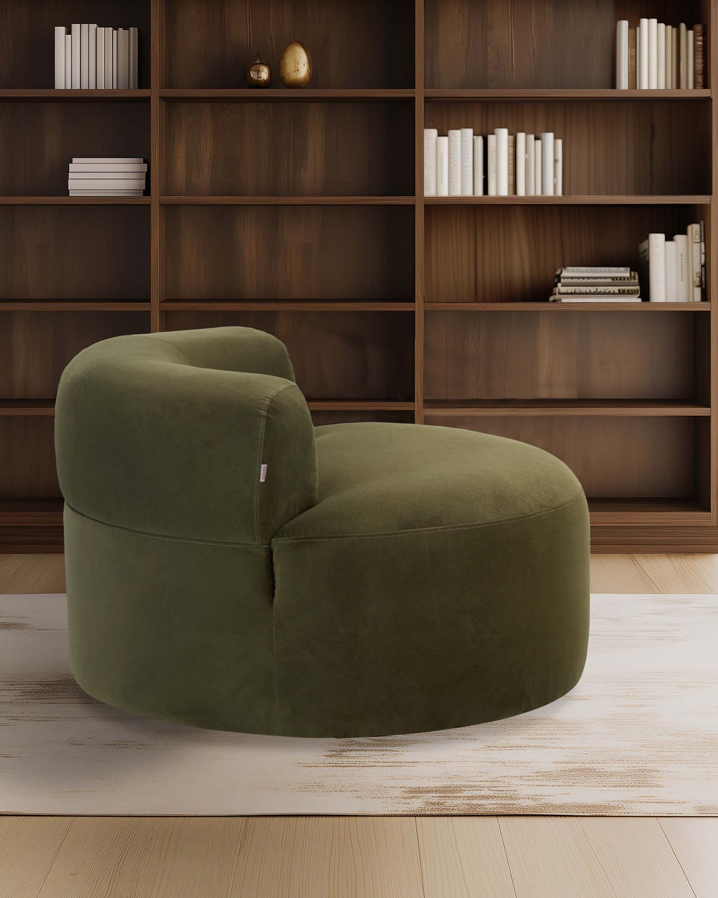Gianna olive green recycled velvet armchair