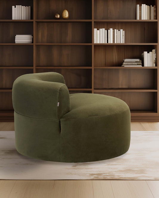 Gianna olive green velvet armchair