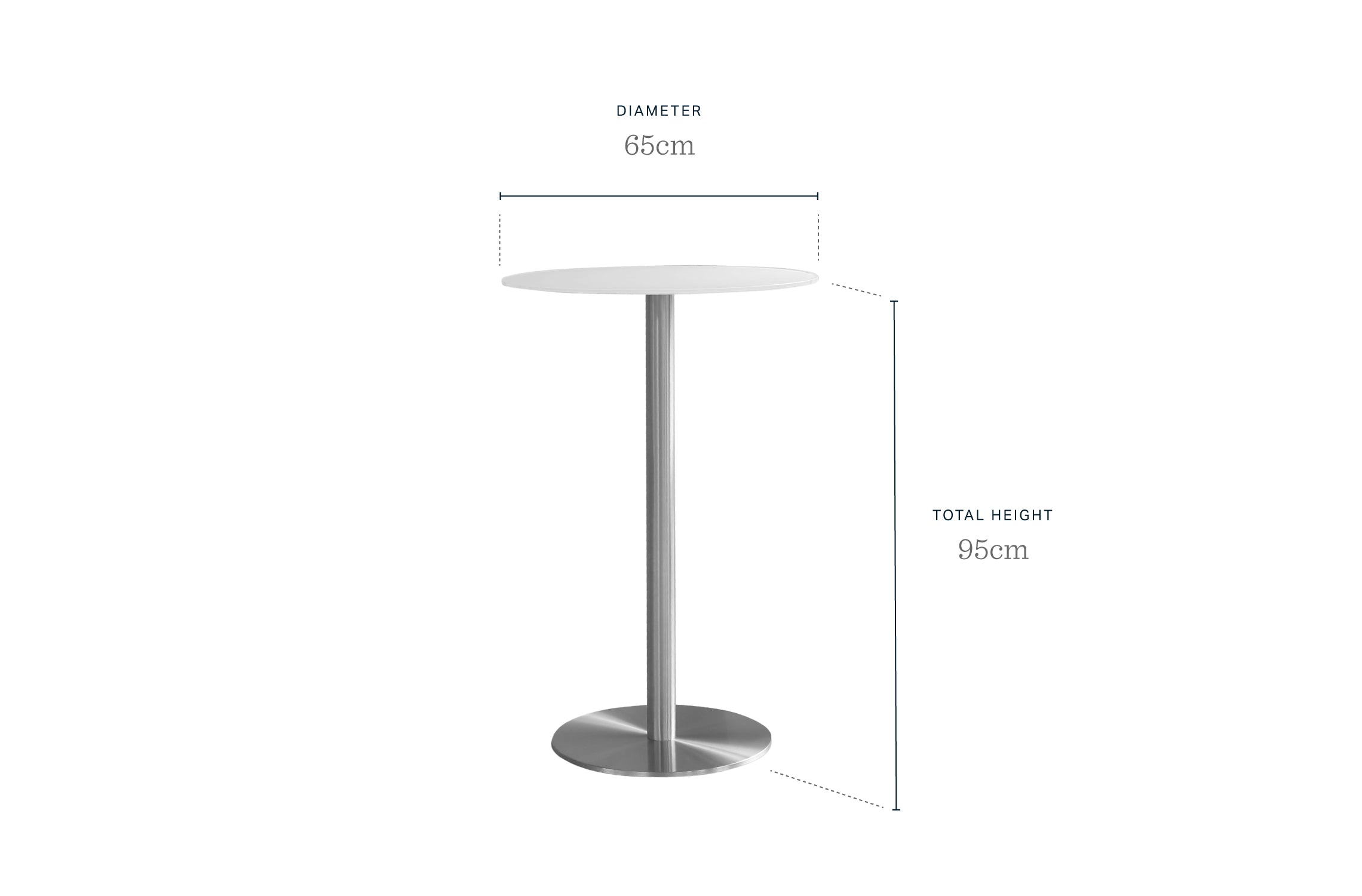 Grande White Frosted Glass 2 Seater Bar Table