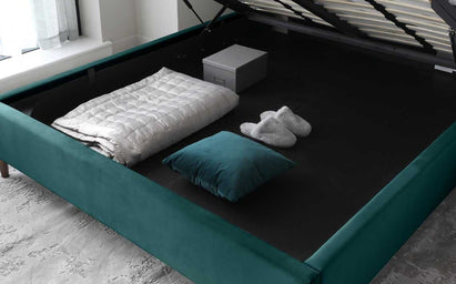 Grove green velvet super king size ottoman storage bed