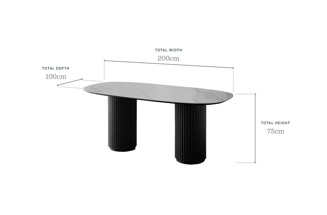 Hanne white ceramic 6 seater dining table