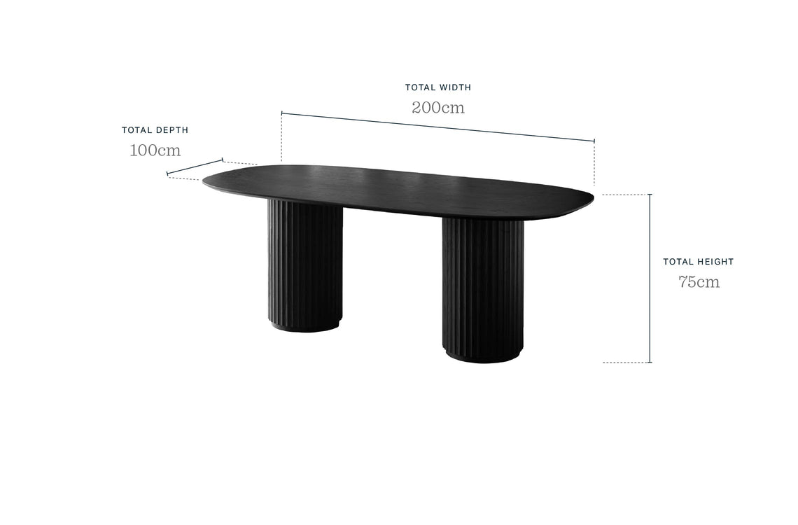 Hanne black oak 6 seater dining table