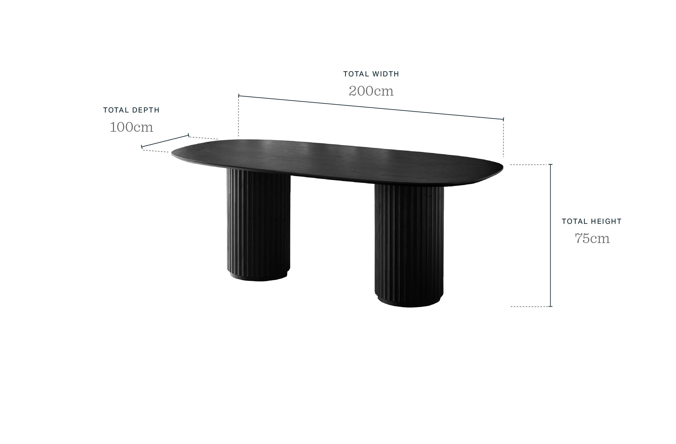 Hanne black oak 6 seater dining table