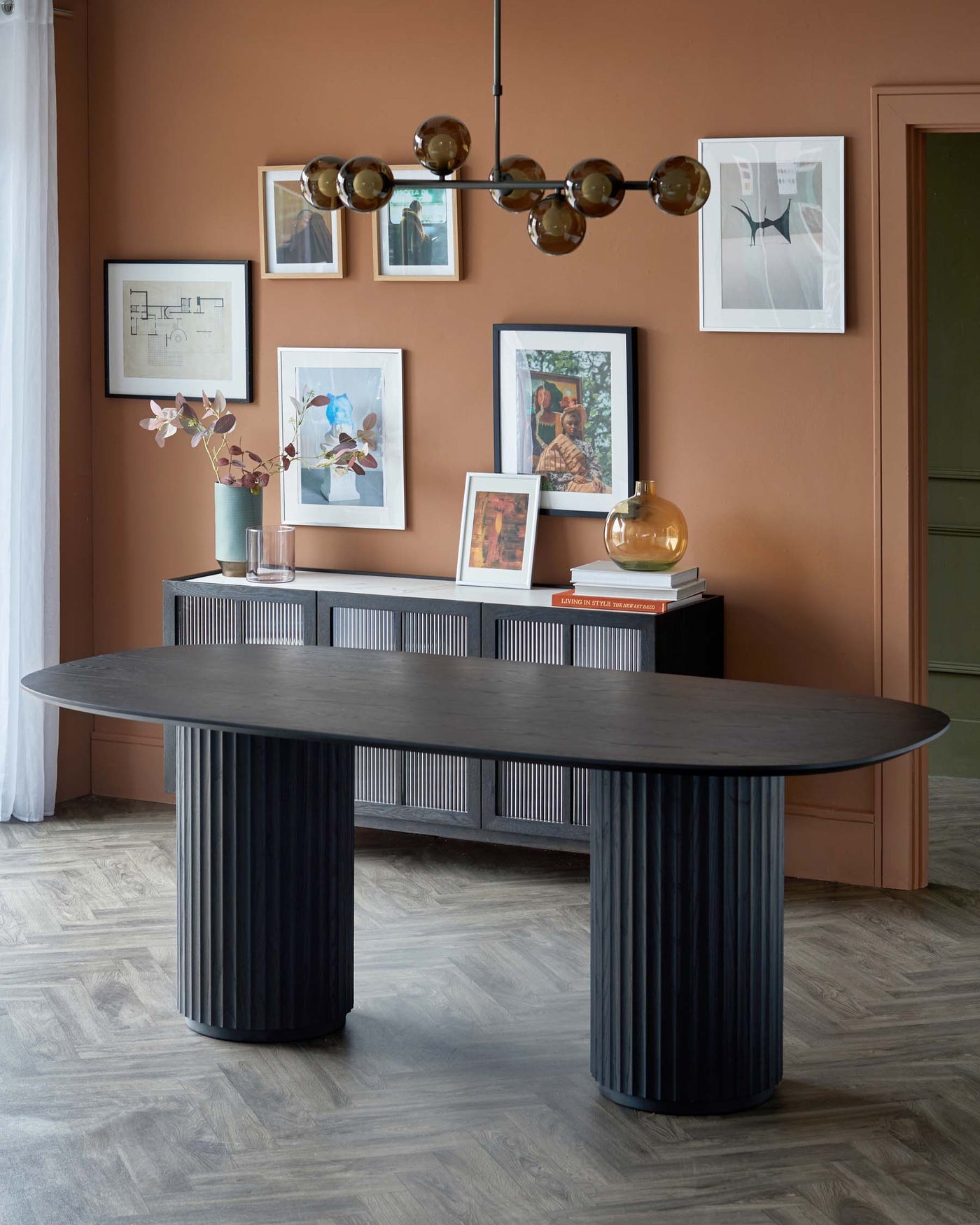 Hanne black oak 6 seater dining table