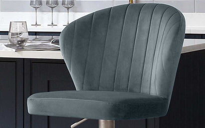 Harper Blue Grey Velvet Barstool