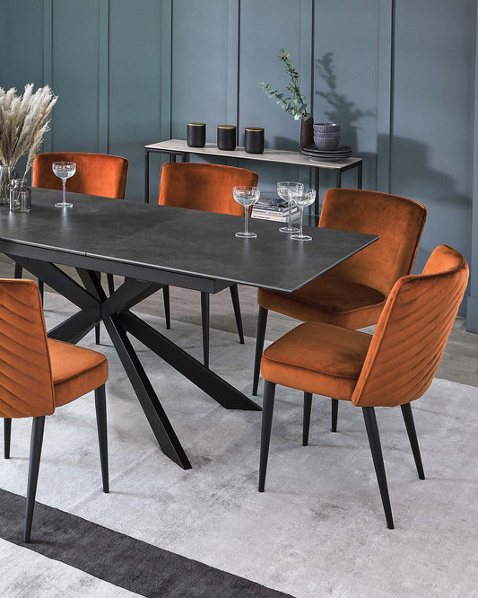 Serena Rust Velvet Dining Chair (Sold in pairs)