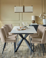 Hayden 6 to 8 seater table and 6 Serena dining chairs set