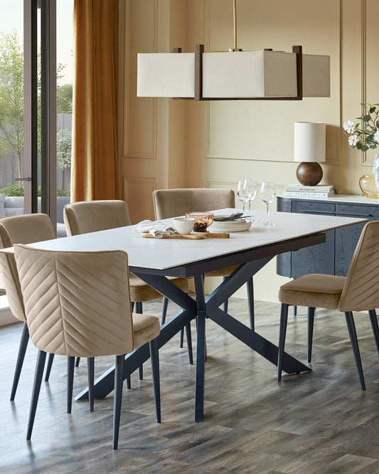 Hayden 6 to 8 seater table and 6 Serena dining chairs set