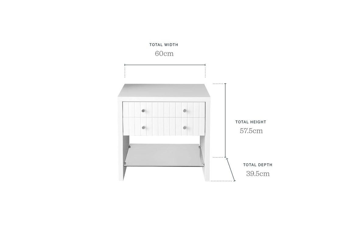 Hazel White 2 Drawer Bedside Table